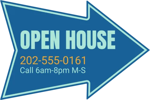 Open House Arrow Blue Directional Sign Template