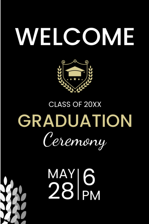 Purple Graduation Ceremony Sign Template