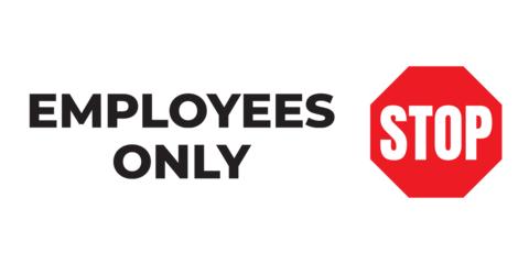 Vivid Red, Black and White Employees Only Sign Template