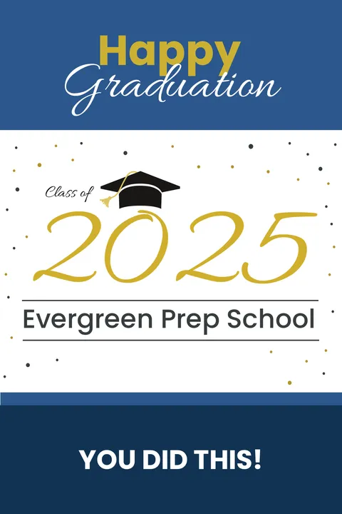 Gold, Blue and White Graduation Sign Template