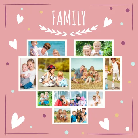 Heart-Shaped Family Photographs Sign Template