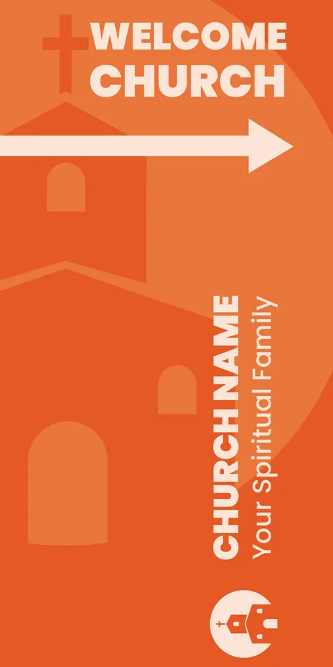 Welcoming Church Orange Navigation Sign Template