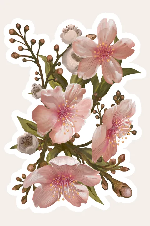 Magnolia Flowers and Leaves Natural Sign Template