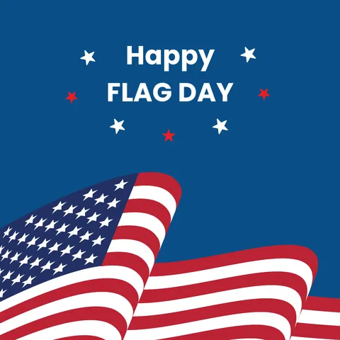 Vibrant Waving Flag and Stars Sign Template