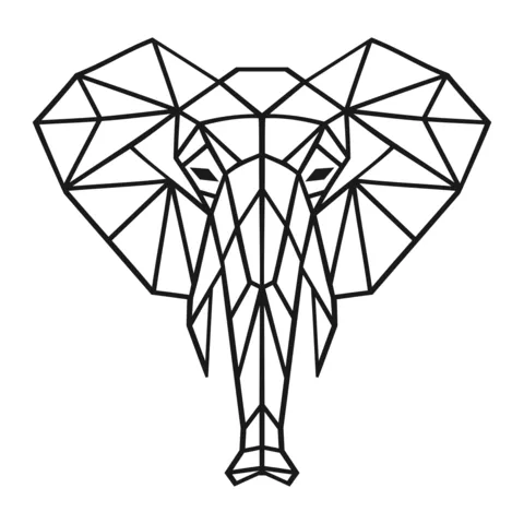 Geometric Elephant Head Sign Template