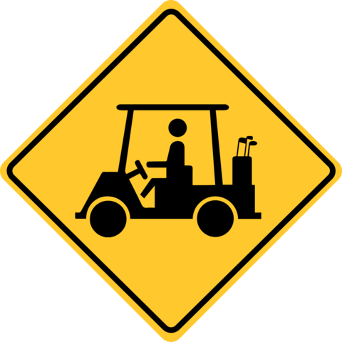 Yellow and Black Golf Cart Crossing Warning Sign Template