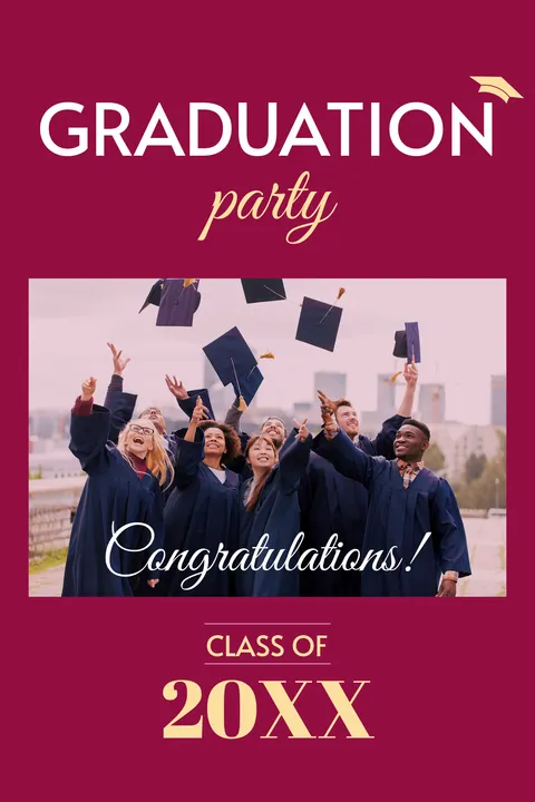 Burgundy-Themed Photographic Graduation Sign Template