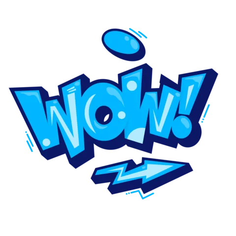 Wow Graffiti in Blue With an Exclamation Mark Sign Template