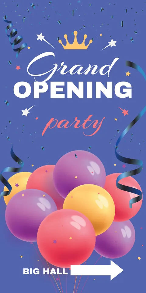 Colorful Balloons Grand Opening Party Sign Template