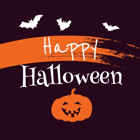 Pumpkin and Bat Illustrations Happy Halloween Sign Template