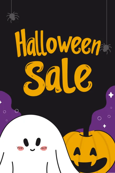 Cute Ghost and Laughing Pumpkin Halloween Sale Template