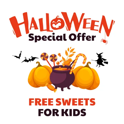 Pumpkins and a Cauldron Halloween Special Offer Template