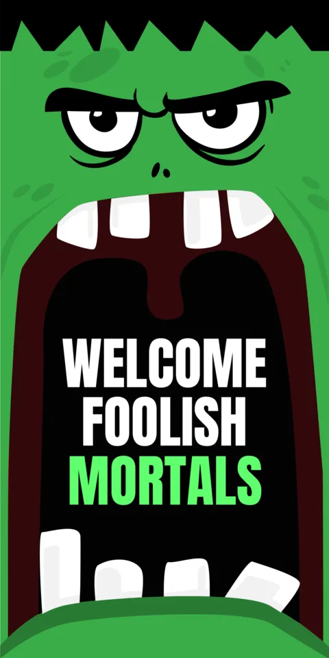 Huge Zombie Mouth Halloween Quote Sign Template