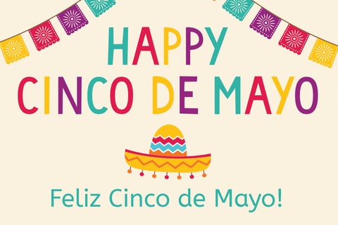 Sombrero and Party Flags Cinco De Mayo Sign Template