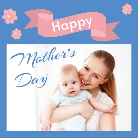 Pink and Blue Mother's Day Photo Sign Template