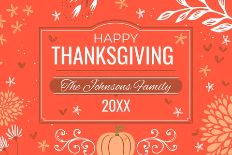 Orange Colored Family Thanksgiving Sign Template