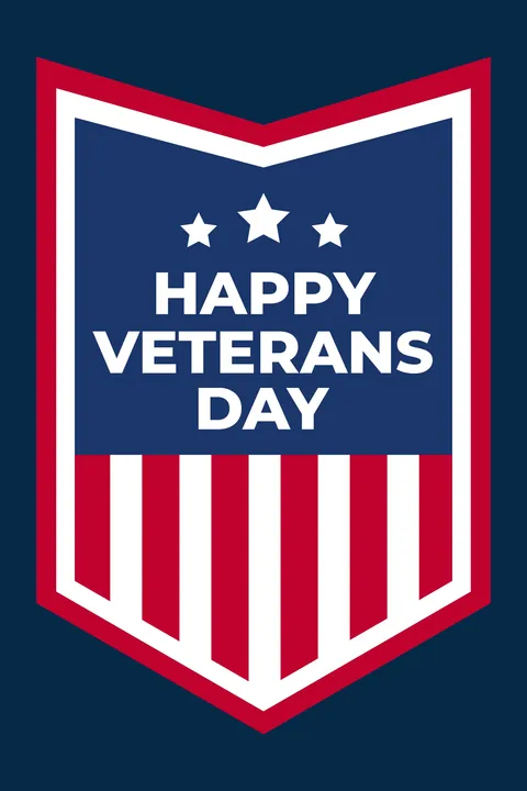 Shield-Shaped US Flag Happy Veterans Day Template