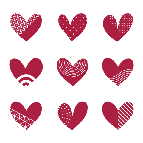 Hearts With Different Patterns Sign Template