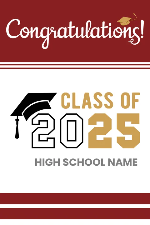 Red, Gold and White Graduation Sign Template