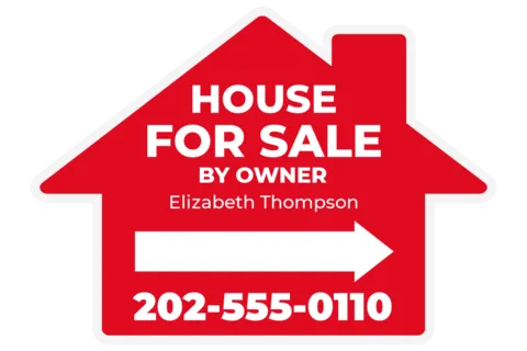 Red and White House Shapes For Sale Sign Template