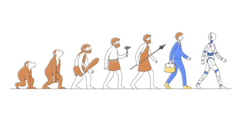 Progress Evolution From Primates to Robots Sign Template