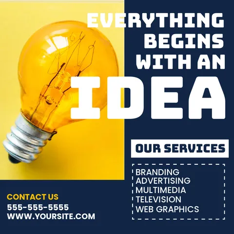 Big Yellow Light Bulb Branded Sign Template