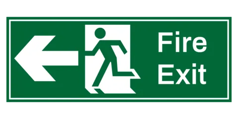 Green and White Fire Exit Sign Template