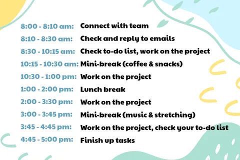 Daily Work Schedule Tasks Changeable Productivity Template
