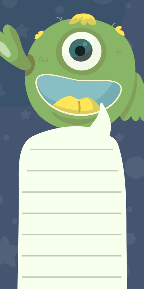 One-Eyed Green Monster Speech Bubble Template