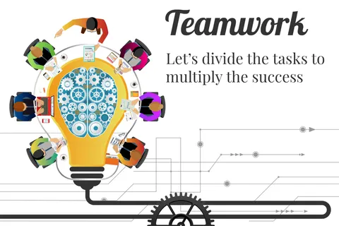 Teamwork and Productivity Lightbulb Office Decor Template