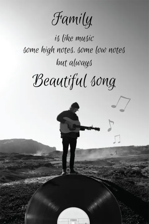 Musical Quote With a Man Playing a Guitar Sign Template