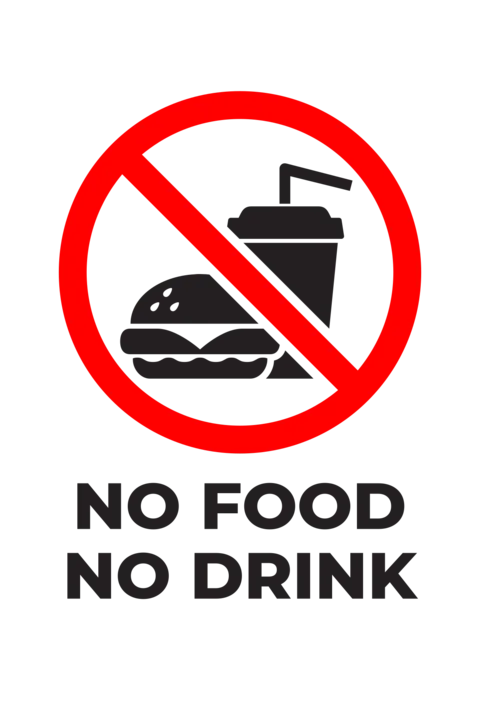 No Food No Drink Round Notice Sign Template