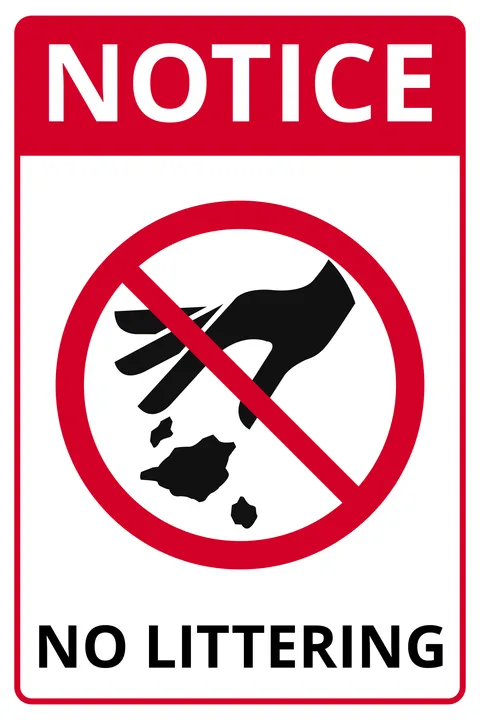 No Littering Rectangular Red And White Notice Sign Template