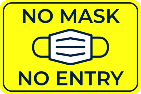 No Mask No Entry Yellow Rectangular Warning Sign Template