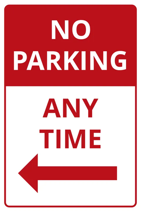 No Parking Any Time With Left Directional Arrow Template