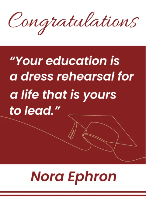 Congratulatory Red Graduation Quote Sign Template