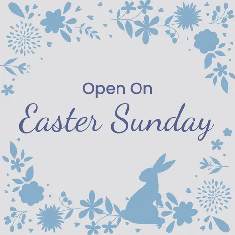 Blue-Hued Floral Open Sign Template