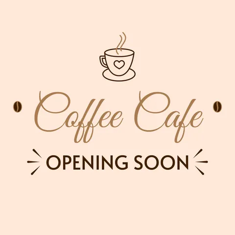 Misty Rose Coffee Cafe Opening Soon Sign Template