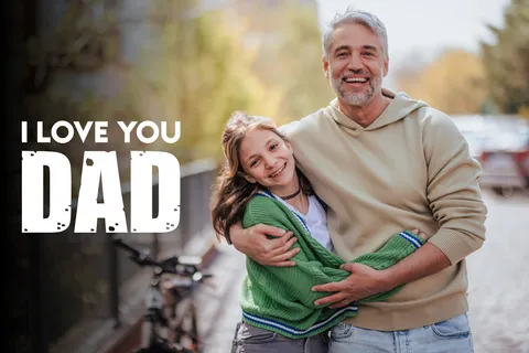Father and Daughter Photo With a Note Sign Template