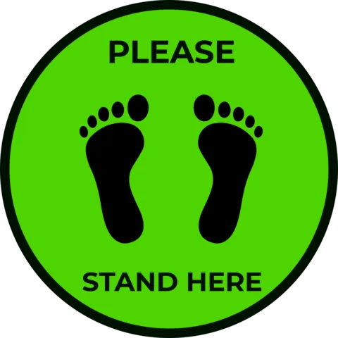 Please Stand Here With a Footprints Symbol Sign Template
