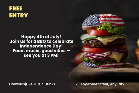 American Burger July 4th Postcard Sign Template