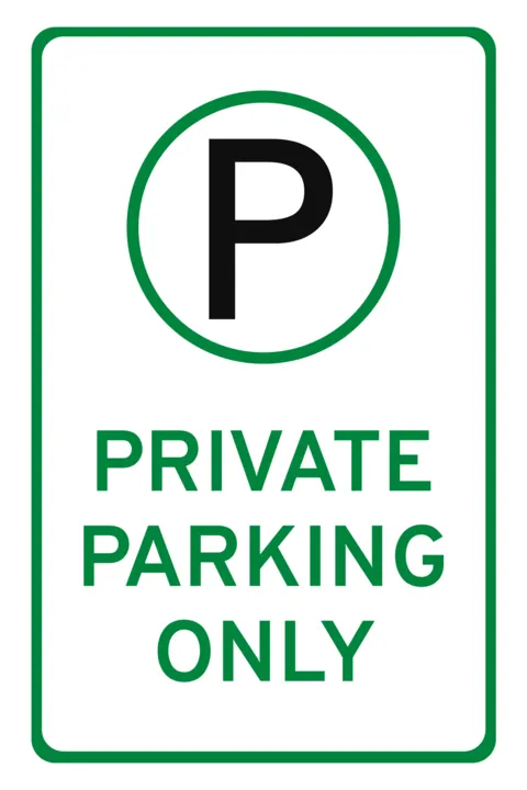 Green and White Private Parking Sign Template