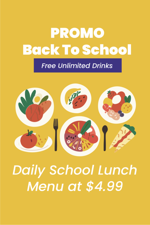Yellow Free Unlimited Drinks Back To School Template
