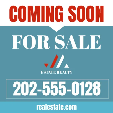 Teal, Red and White Coming Soon Real Estate Template