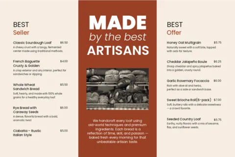 Made by the Best Artisans Menu Sign Template