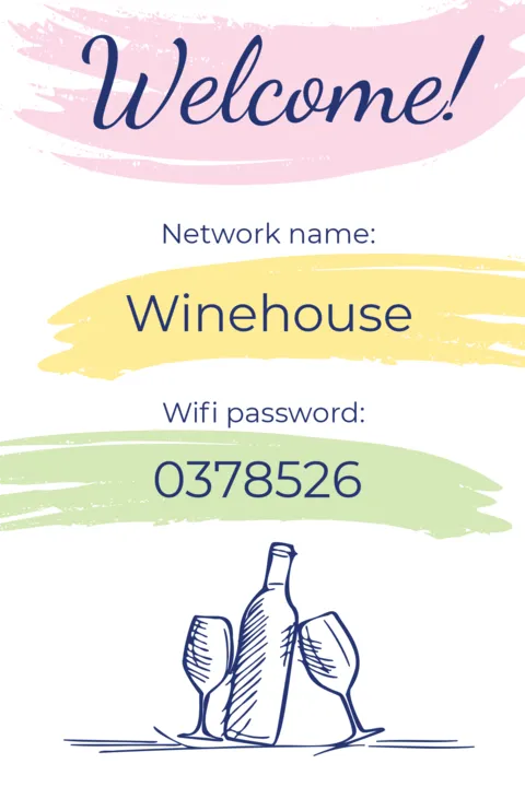 Bottle of Wine and Glasses Winehouse WiFi Sign Template