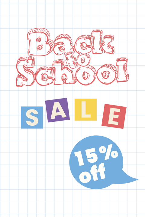 Back to School Sale 15% Off Sign Template