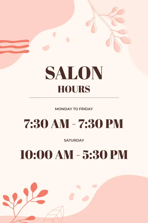 Salon Business Hours Sign Template