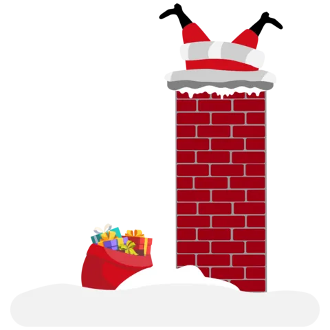 Funny Santa Stuck in Chimney Christmas Sign Template