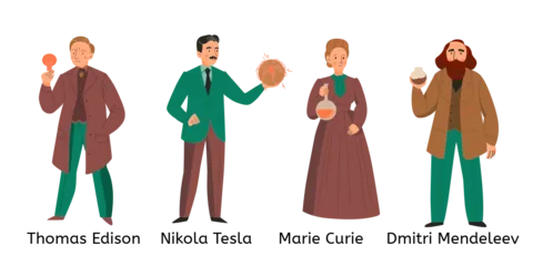 Four Prominent Scientists' Illustrations Template